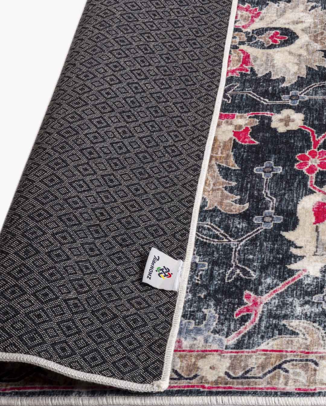 Zahya dark gray floral soft and shinny carpet