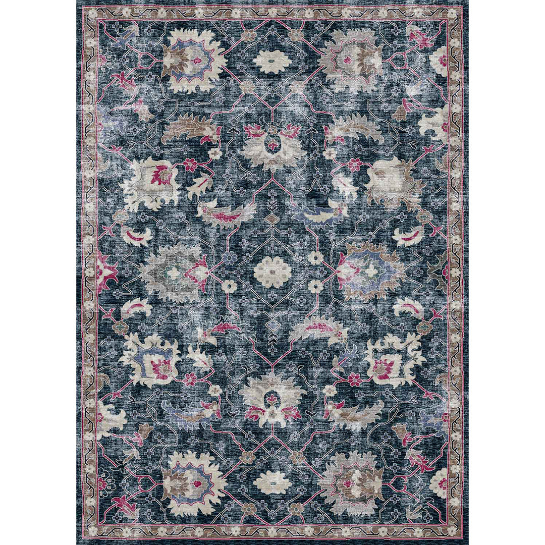 Zahya dark gray floral soft and shinny carpet